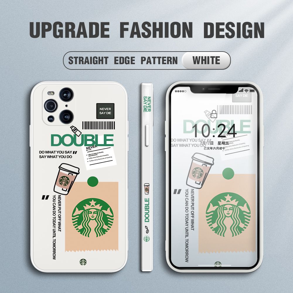 Jizetin for OPPO Find X3 / Find X3 Pro Back Cover Creative Coffee Brand Side Design Liquid Silicone Phone Case Soft Full Camera Protect Phone Cases