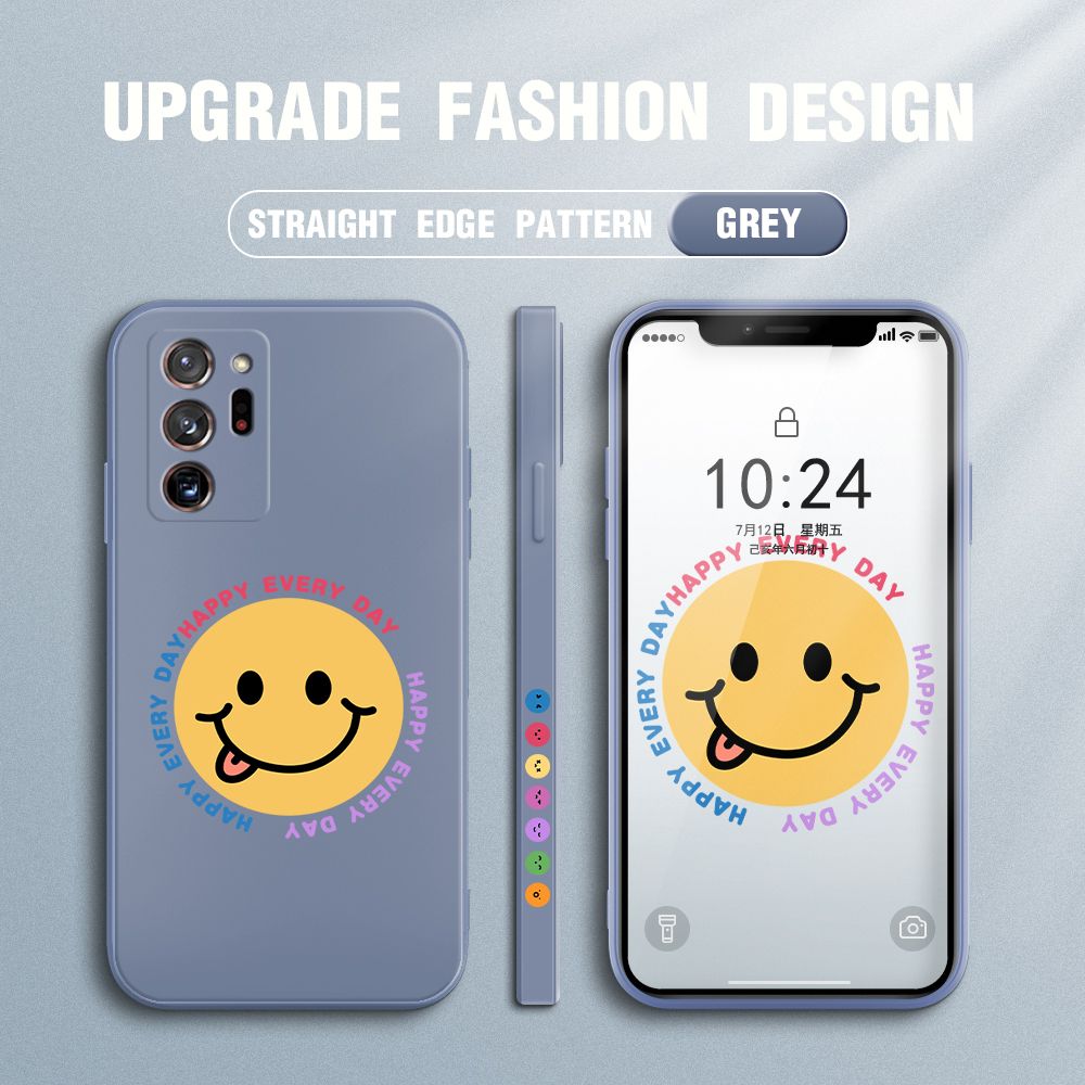 FHKL for Samsung Galaxy Note 20 Ultra Back Cover Cartoon Smile Side design Soft Case Multicolor Liquid Silicone Phone Cases