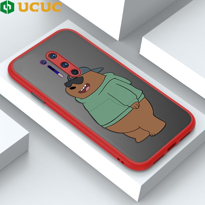 UCUC for OnePlus 8 Pro Back Cover Sunglasses Bear Frosted Transparent Hard Phone Case Thin Shockproof Full Cover Camera Protect Case
