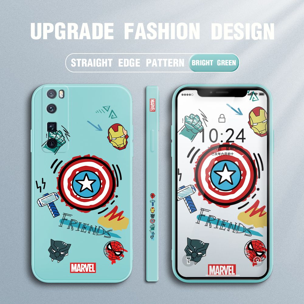 Jizetin for Huawei Nova 7 Pro Back Cover Hero Props Side Design Liquid Silicone Phone Case Soft Full Camera Protect Phone Cases