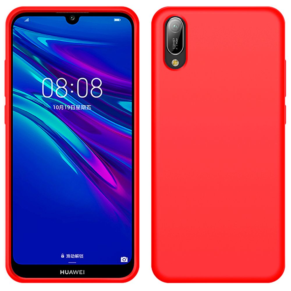 For Huawei Y6 Pro 2019 Slim Liquid Silicone Soft Gel Rubber Shockproof Anti-Scratch Protective Case Cover