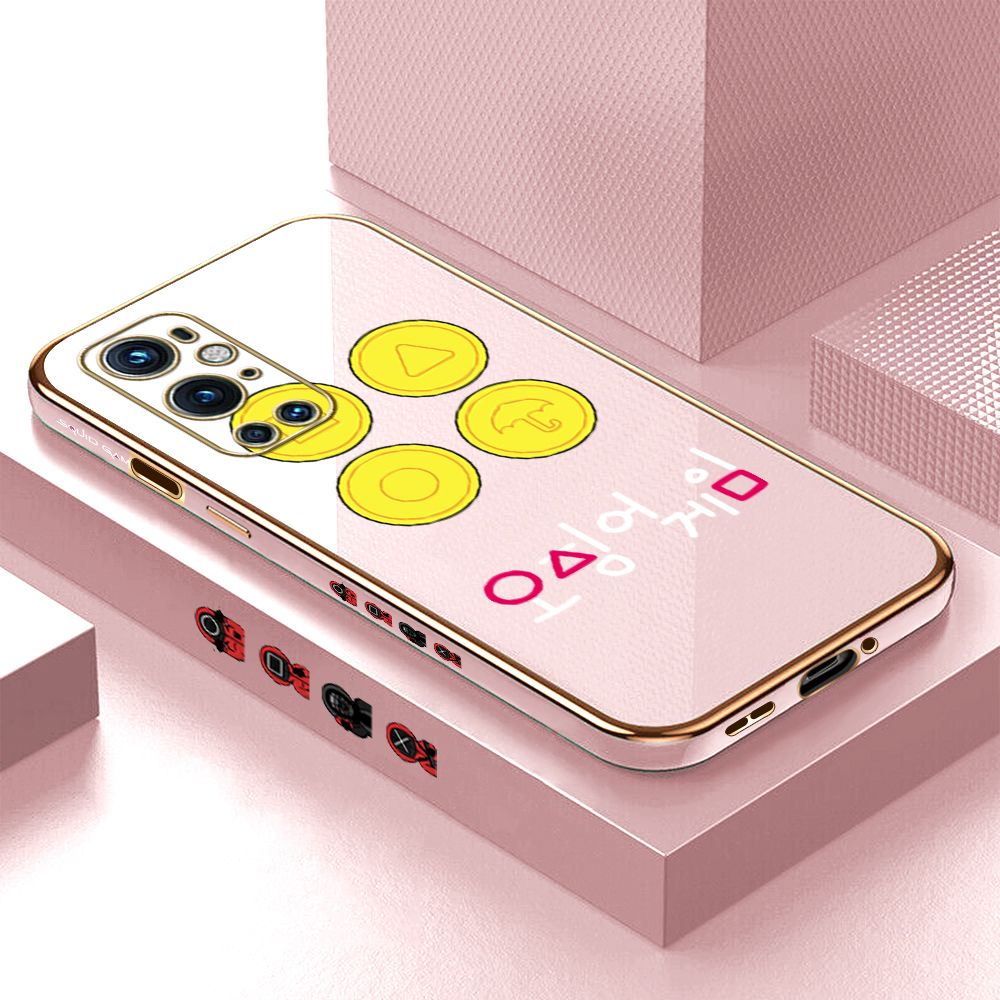 Luxury 6D Plating Case for OnePlus 9 Pro Popular Games Side Pattern Back Cover Soft Silicone Square Phone Cases + Free Lanyard