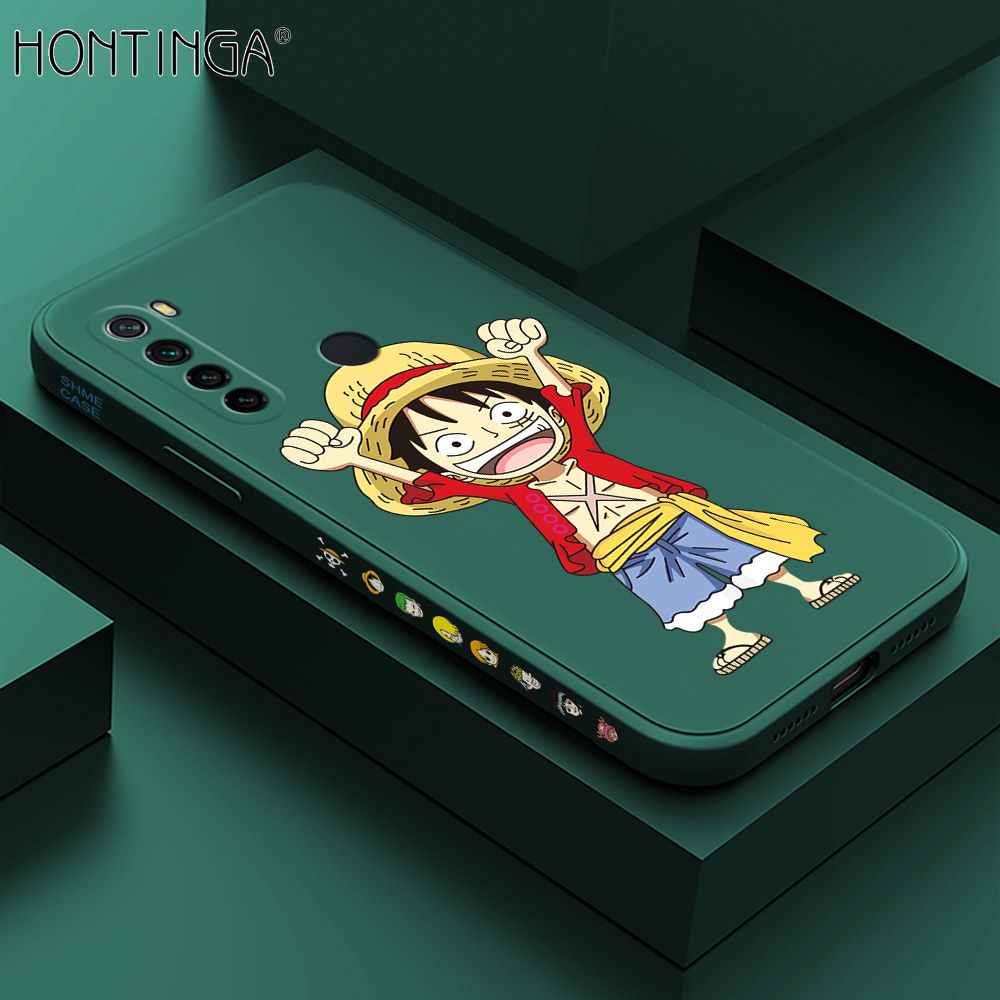 Hontinga for Redmi Note8 Case Side Design Anime Cartoon Luffy Back Cover Soft Square Edge Pattern Liquid Silicone Trend Phone Cases