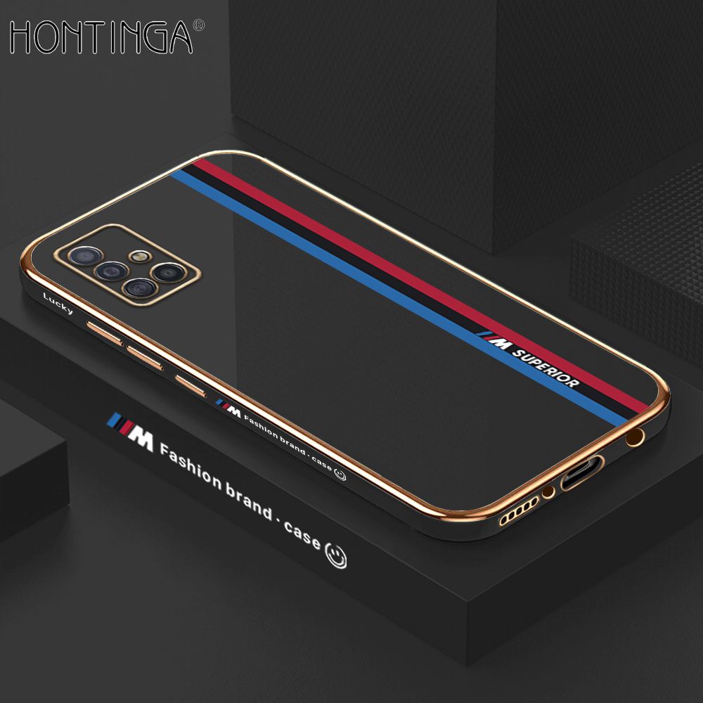 Hontinga for Samsung A51 4G Back Cover Luxury 6D Plating Fashion Racing Side Pattern Soft Case Silicone Square Phone Cases