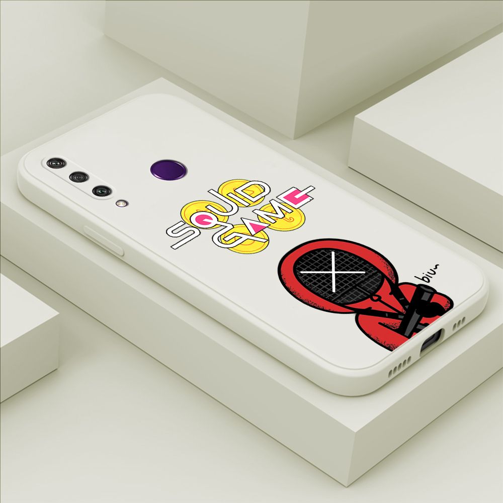 ZeroQiQi for Huawei Y6P Case Fashion Cartoon Electric Baton Judge Role Phone CoverSquare Liquid Silicone Trend Phone Case