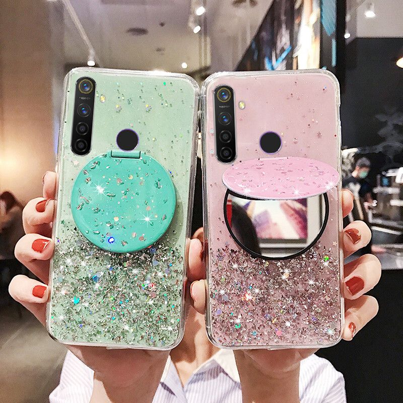 Phone case OPPO A5 2020 Shiny Ring Case Glitter Soft Transparent Makeup Mirror Cases For OPPO A5 2020 Back Cover Stars Moon Girls