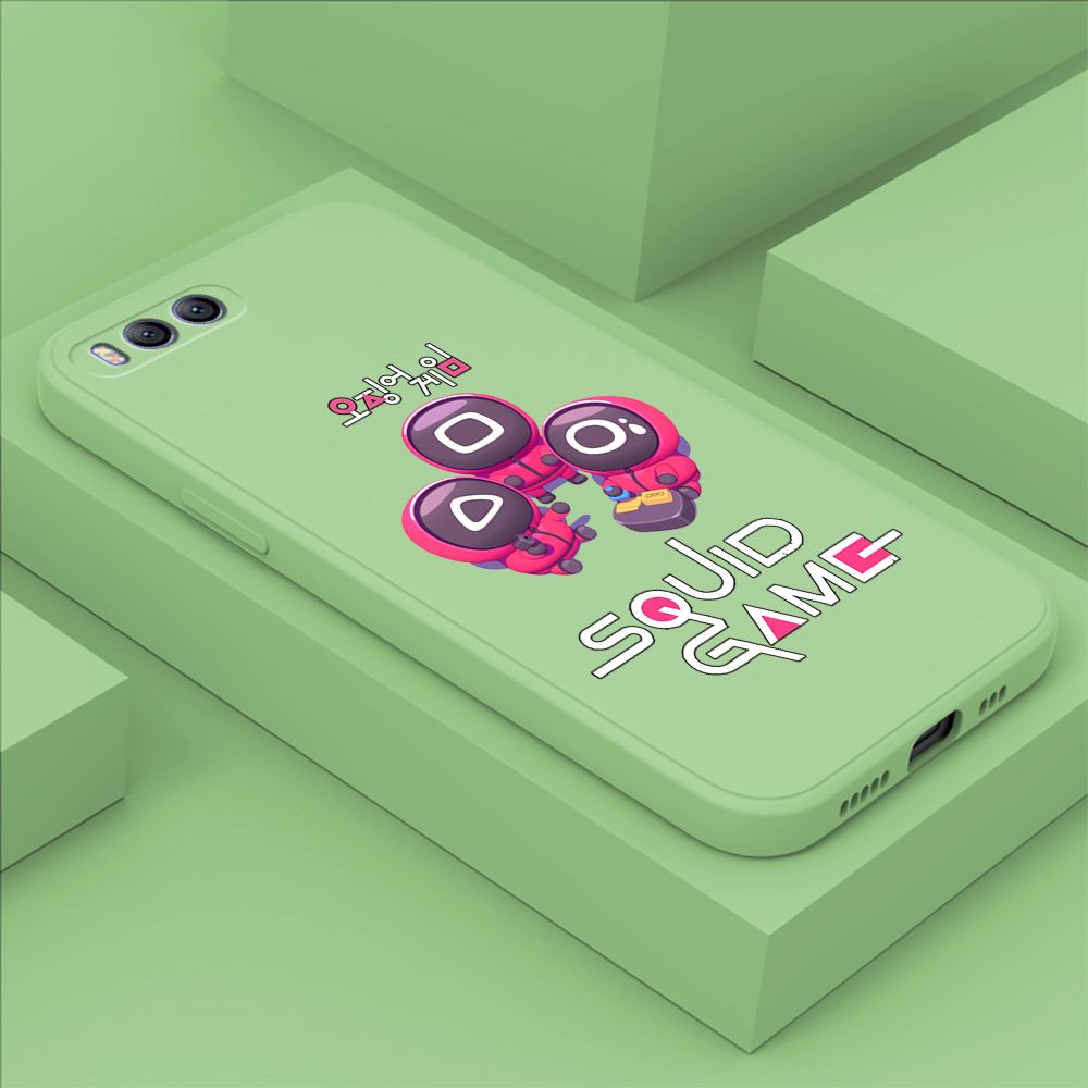 ZeroQiQi for Xiaomi Mi 6 Case Cute Cartoon Cute Squid Character Phone Cover Square Liquid Silicone Shockproof Phone Protective Case
