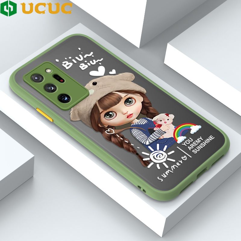 UCUC for Samsung Galaxy Note20 Ultra Back Cover Rainbow Lovely Girls Frosted Transparent Hard Phone Case Thin Shockproof Full Cover Camera Protect Case