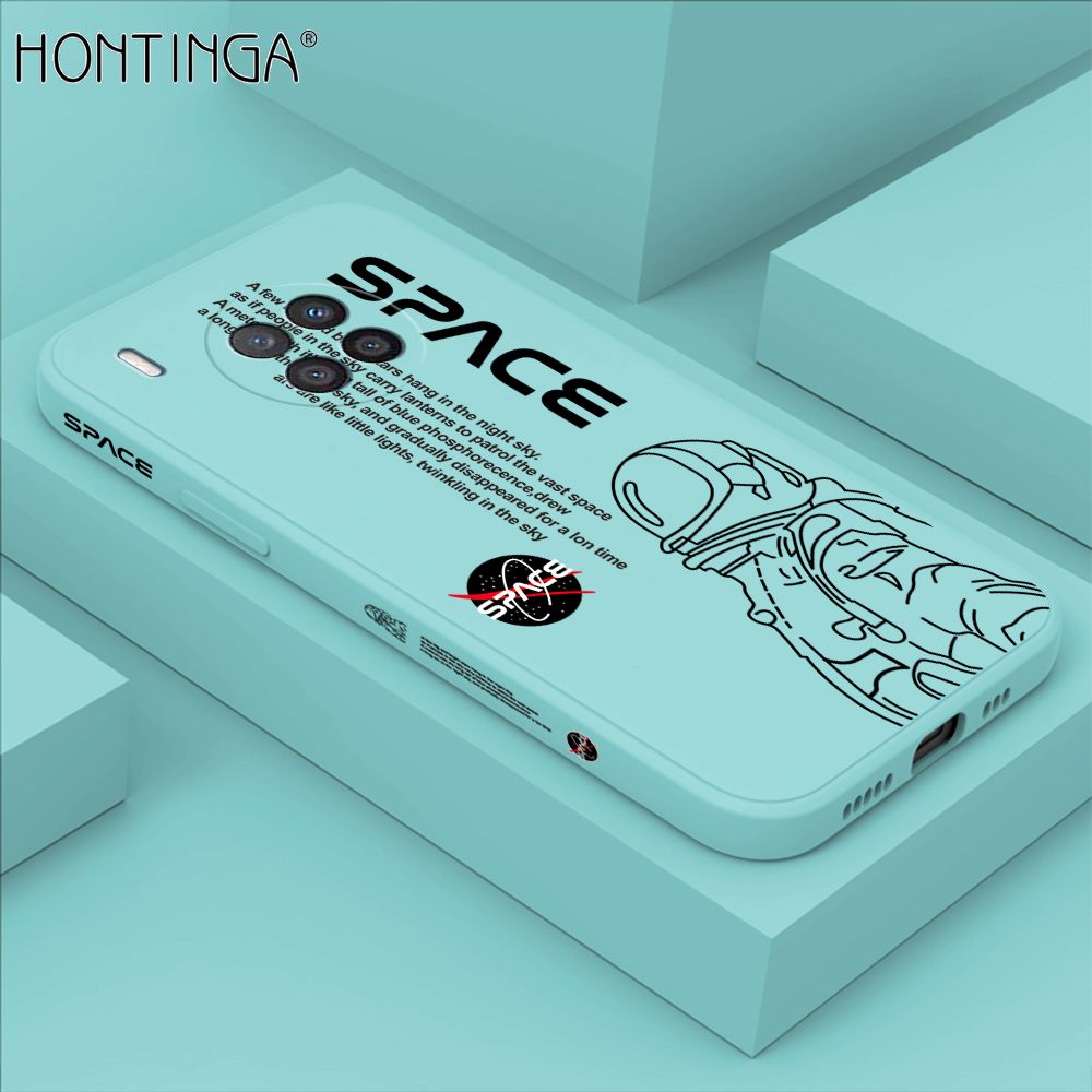 Hontinga for Huawei Nova 8I Back Cover Cool Astronaut Pattern Case Soft Square Edge Liquid Silicone Phone Cases