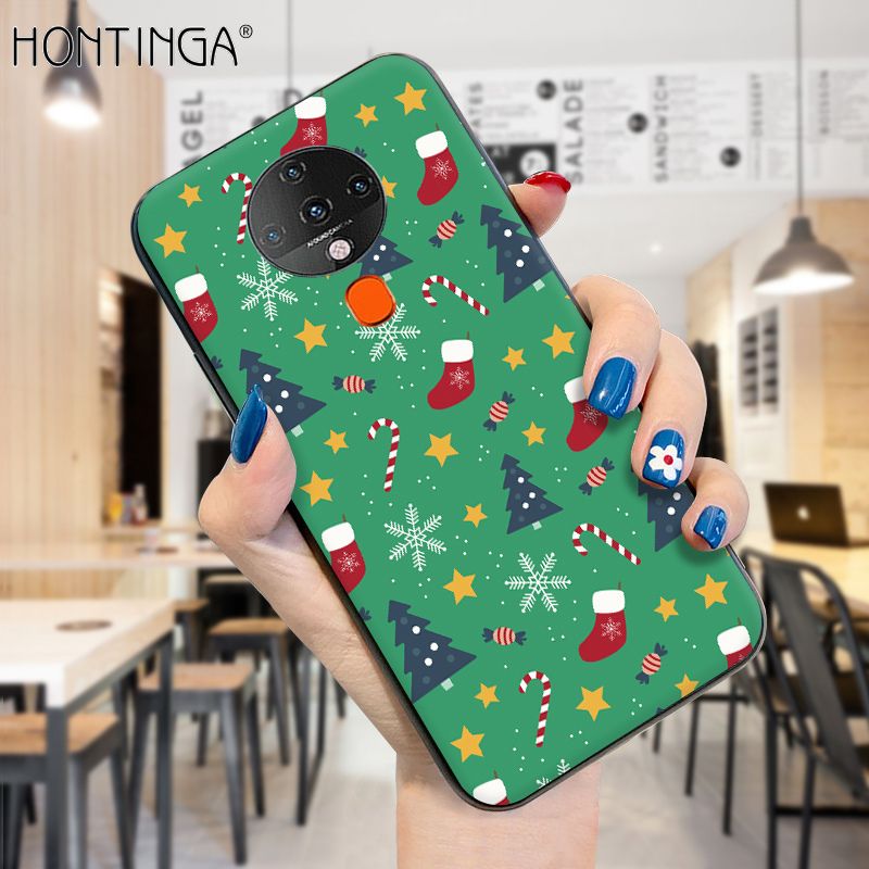 Hontinga for Tecno Spark 6 Case Merry Christmas Gifts for Girls Boys Phone Cover Shockproof Soft Silicone TPU Cases