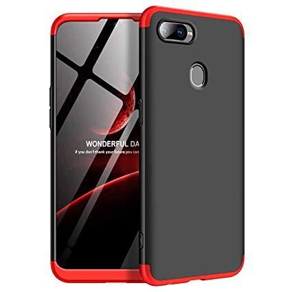 OPPO a7 GKK 360 Degree Double Dip 3 in 1 Hard Shockproof Back Case Cover - Red-Black