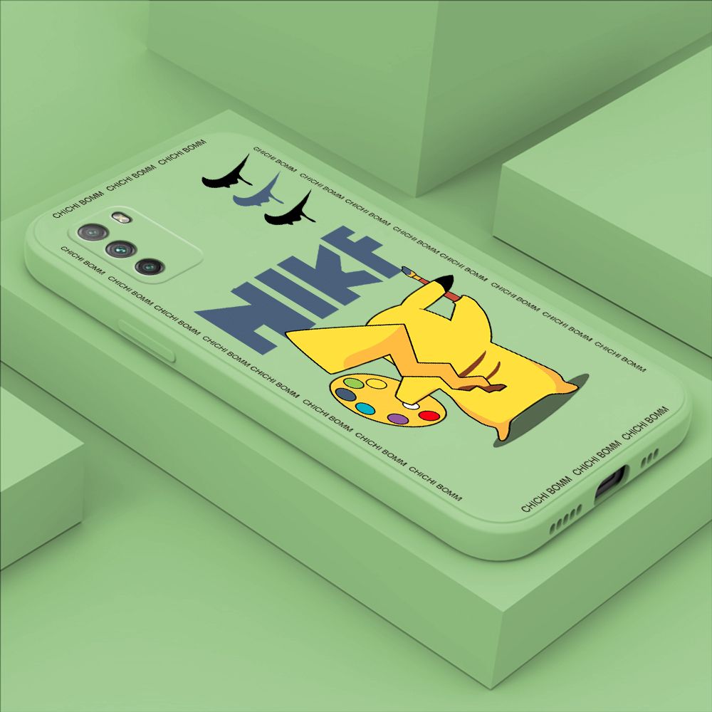 Hontinga for Xiaomi Poco M3 Case Fashion Cartoon Animals Phone Case Phone Case Soft Square Edge Silicone Cases Full Lens Cover Shockproof Protection Cover