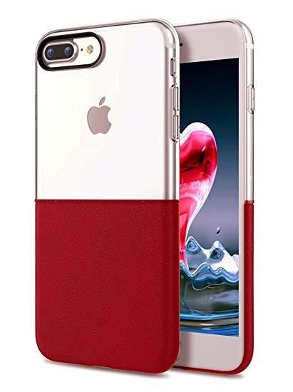 Half to Half Cover for iPhone 7/7S - Red&Transparent