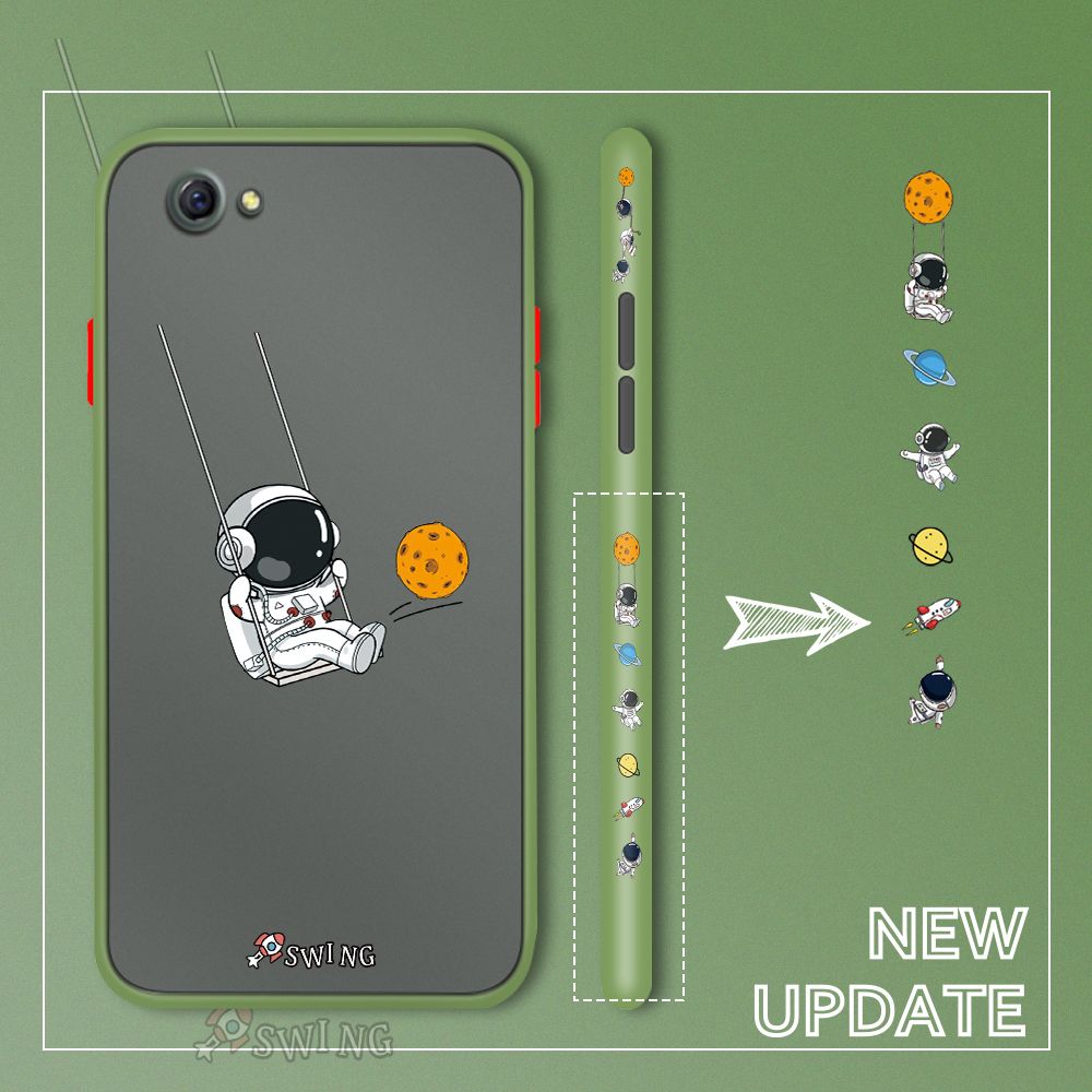 UCUC for OPPO R9S Back Cover Swing Astronaut Side Printed Design Phone Case Ultra Thin Frosted Cover Shockproof Phone Cover