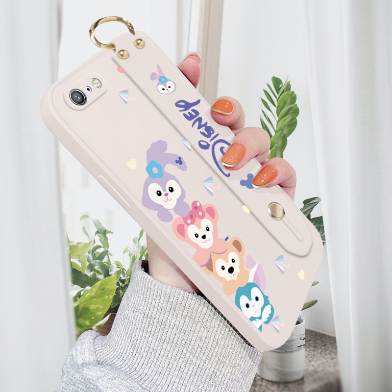 Jizetin for iPhone 6S Plus / iPhone 6 Plus Wrist Strap Case Creative Cartoon Cute Bunny Cover Ultra Thin Anti Fall Liquid Silicone Phone Case