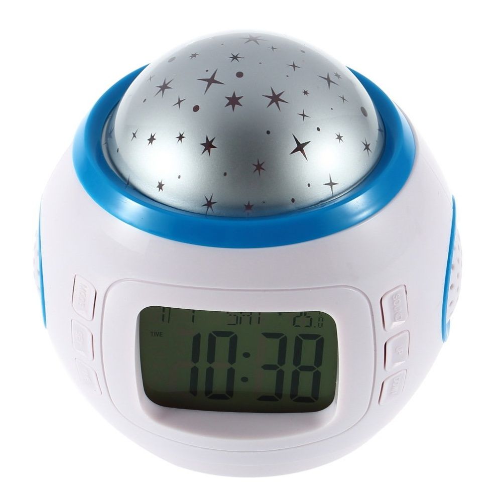 Romantic Star Projector Music Starry Sky Projection Calendar Alarm Clock Y8 White