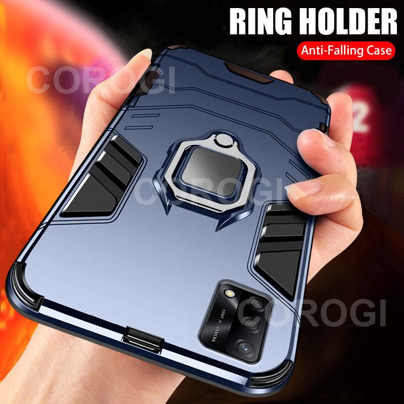 For OPPO F19 Cover Military Grade Shockproof Armor Phone Case Metal Ring Stand Holder Magnetic Car Mount Hard Protective Back Cover