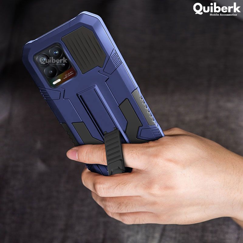 Quiberk for Realme 8 / Realme 8 Pro Phone Case Shockproof Invisible Foldable Kickstand Back Cover