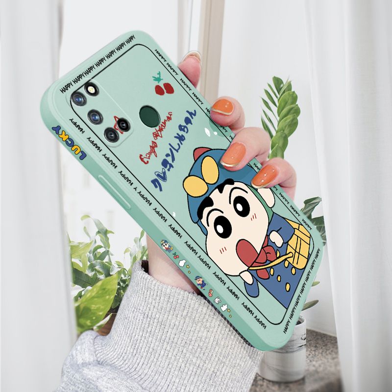 AMORVOR for Realme 7I/C17 Back Cover Cartoon Shin-chan Action Kamen Side design Soft Case Liquid Silicone Phone Cases