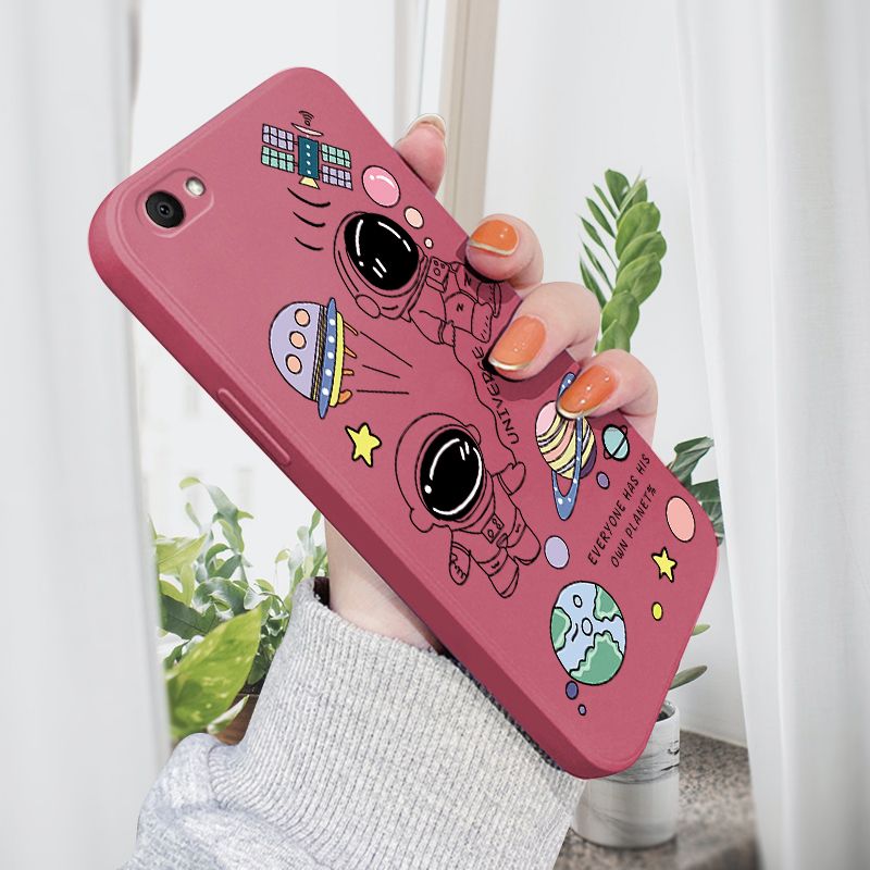 AMORVOR for Vivo V5/V5 Lite/V5S Back Cover Cartoon Cute Astronaut Side design Soft Case Liquid Silicone Phone Cases