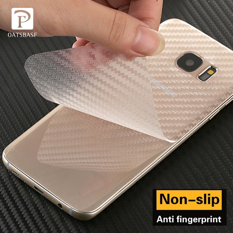 Samsung Galaxy S7 Transparent 3D Carbon Fiber Back Skin Rear Screen Guard Protector Sticker