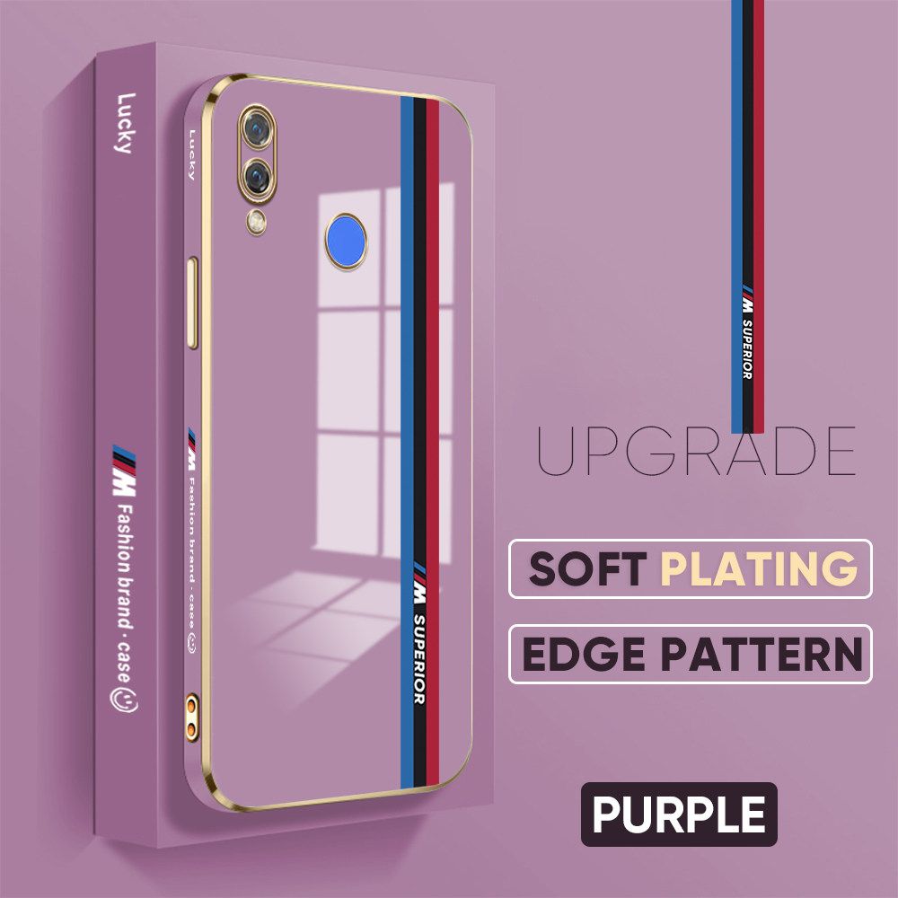 TA for Huawei Nova 3 Back Cover + Free Lanyard Track Sign Luxury 6D Plating Case Side Pattern Soft Silicone Square Phone Cases