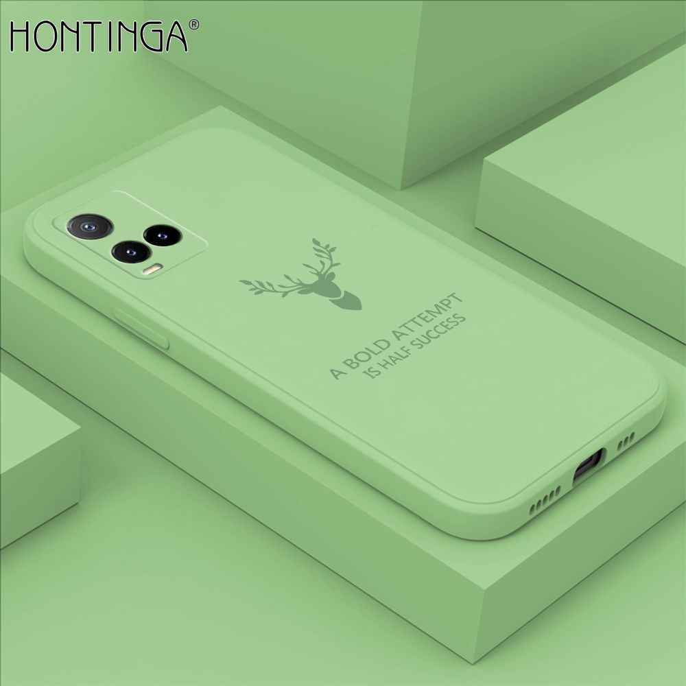 Hontinga for Vivo Y21 2021 Y33S Y21T Y21S Y21A Y33T Back Cover lucky Pattern Case Square Edge Liquid Silicone Phone Case