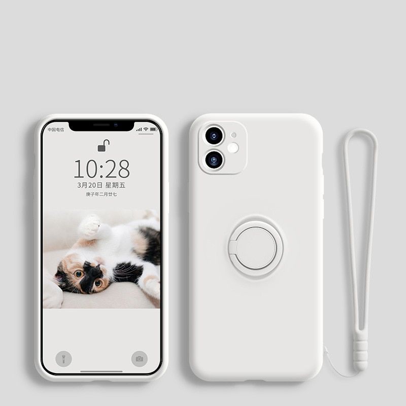 Silicone Magnetic Ring Holder Case For iPhone 11 12 13 Pro XS Max XR XS X 8 7 6s Plus Soft Stand Finger Bracket Cover