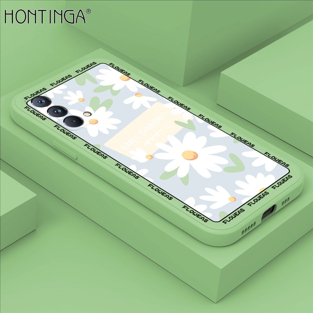 Hontinga for Realme GT Master Case Beautiful Daisy Flower Phone Case Phone Case Soft Square Edge Silicone Cases Full Lens Cover Shockproof Protection Cover
