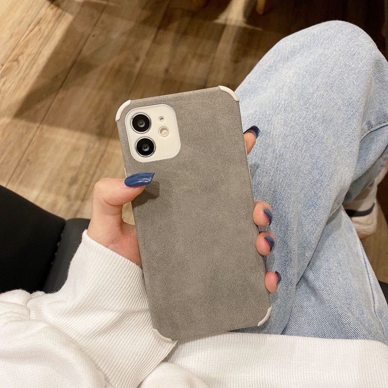 M3C Lambskin Leather Phone Case For iPhone 13 12 11 Pro Max Mini XR XS X 8 7 Plus SE 2020 Soft Silicone Shockproof Back Cover