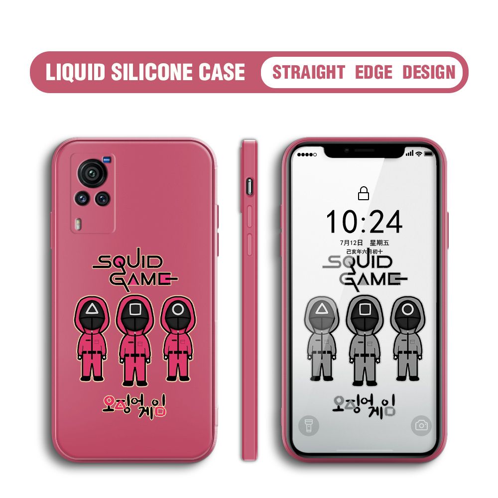 UCUC for Vivo X60 Pro 5G Case Trend Cartoon Korean Squid Phone Cover Liquid Silicone Case Phone Protective Case