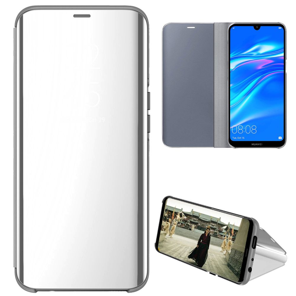 Smart Mirror Flip Phone Case For Huawei Y7 2019 View PU Leather Stand Protective Cover