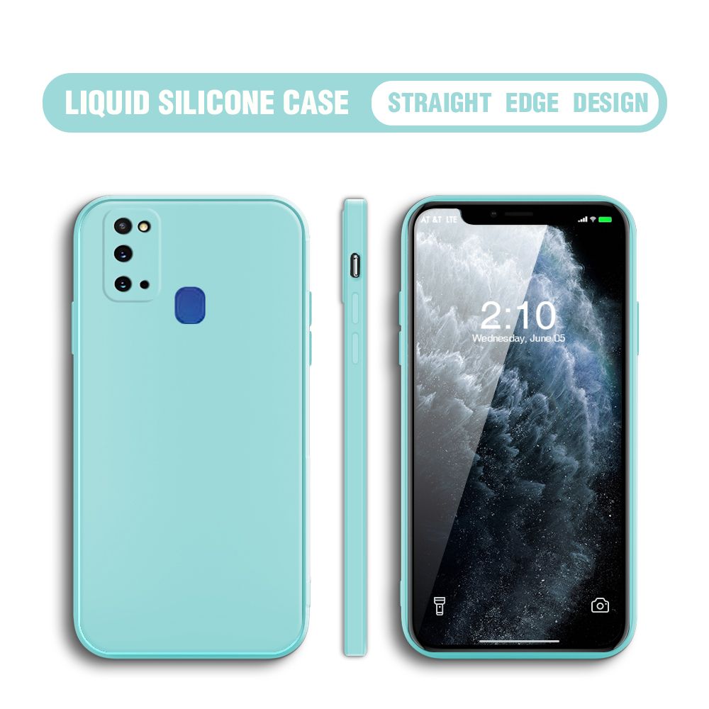 Jizetin for Samsung M31 Case Thin Soft Luxury Square Liquid Silicone Phone Case Candy Cover