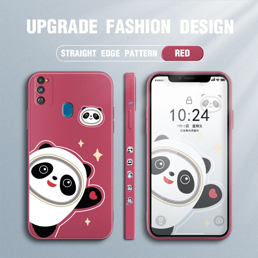 FHKL for Samsung Galaxy M21 M30S Back Cover Bing Dwen Dwen Side design Soft Case Multicolor Liquid Silicone Phone Cases