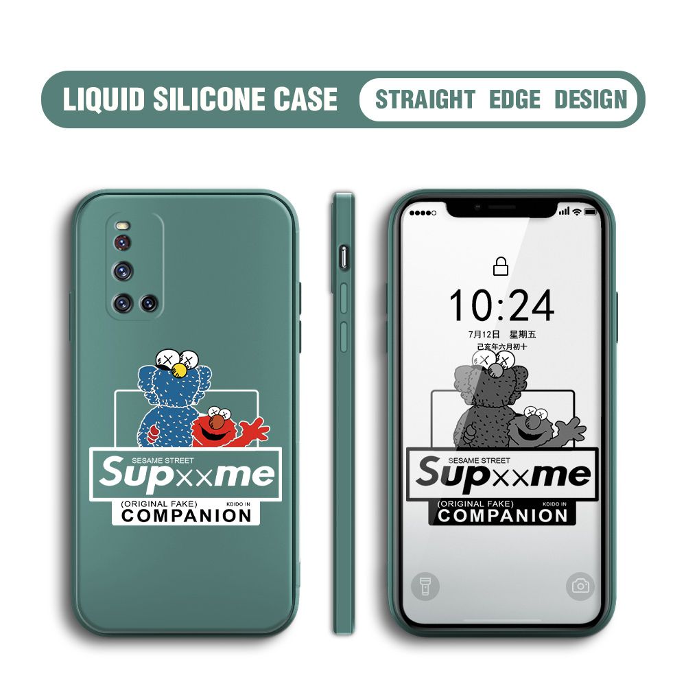 BILI for Vivo V19 Back Cover Sesame Street Companion Multicolor Liquid Silicone Phone Case Soft Square Lens Protection Phone Cases