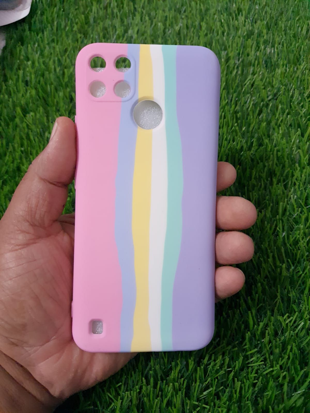 Realme C21Y/C25Y  Rainbow  Silicon Back Cover With Riband Soft Silicone Case - Phone Back Cover - মোবাইল ফোন - Phone - Phone