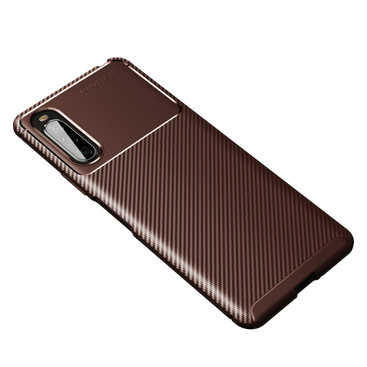 For Sony Xperia 10 II Carbon Fibre Grip Slip-Resistant Soft TPU Silicone Shockproof Protection Case Cover