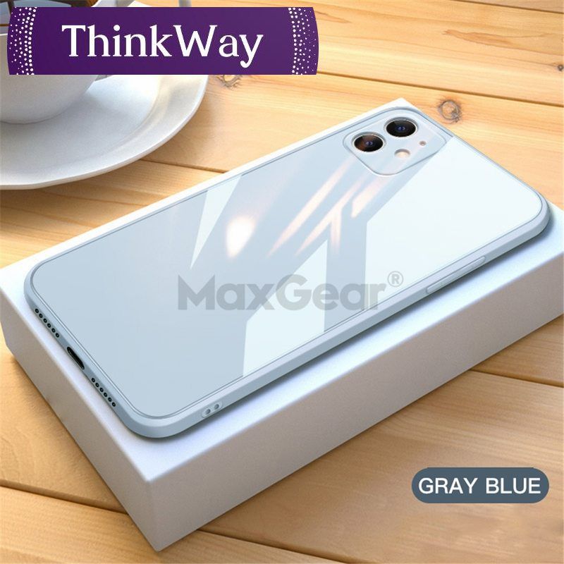 Square Tempered Glass Phone Case For iPhone 11 12 Pro Xs Max XR 7 8 Plus SE 2 Luxury Liquid Smooth Mirror Full Camera Back Cover