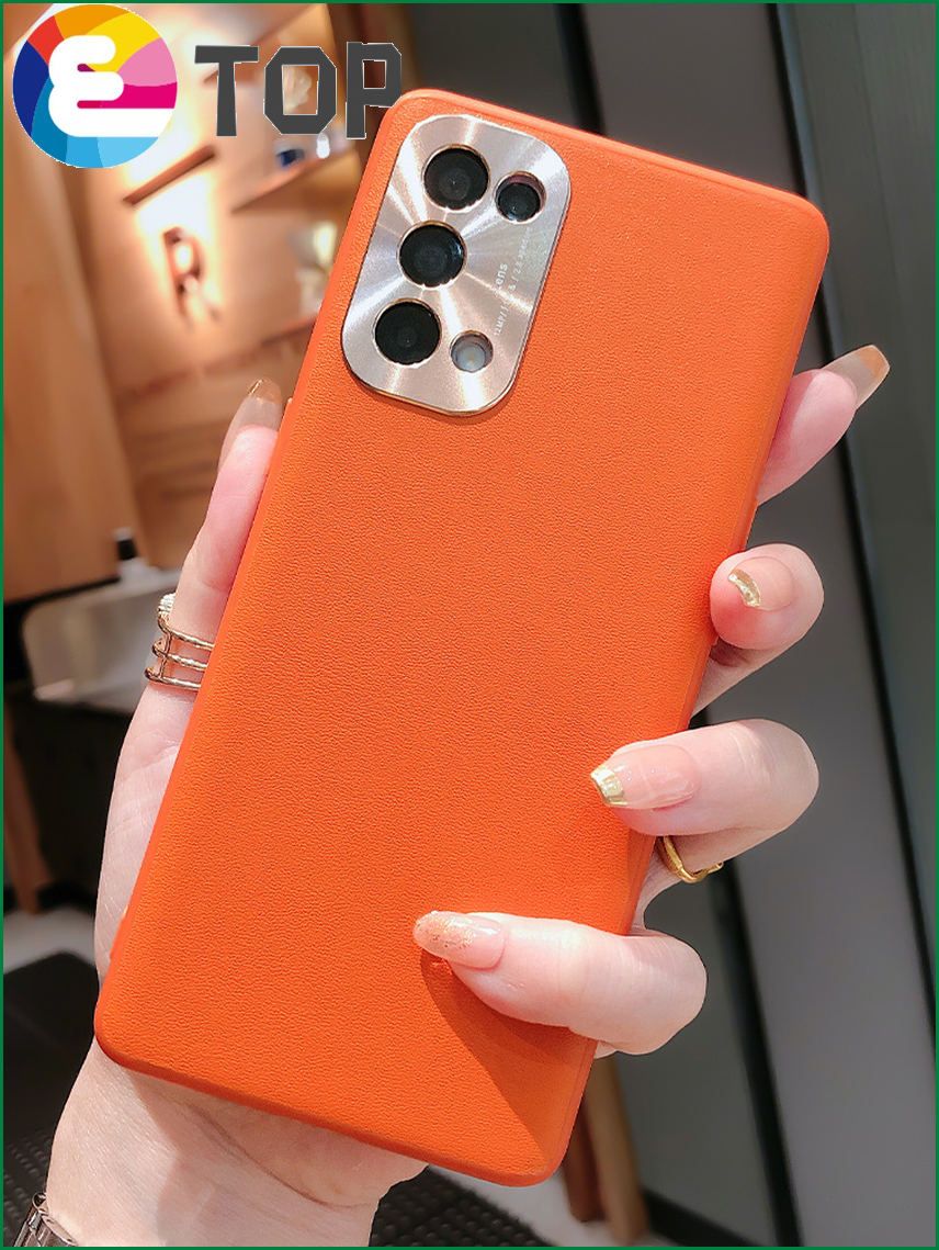 Suitable for oppoReno5 mobile phone shell plain leather reno5pro all-inclusive lens silicone soft shell personality creativity