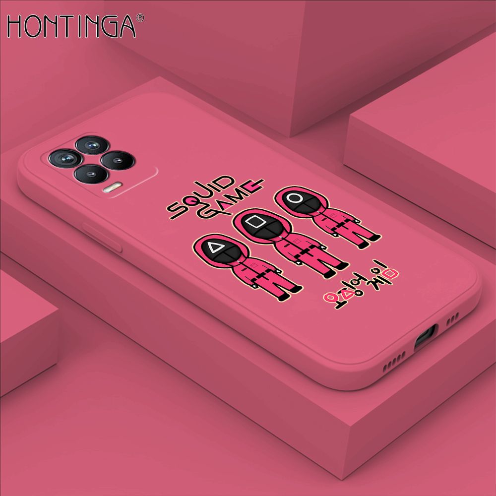 Hontinga for Realme 8 4G / 8 Pro Case Trend Cartoon Korean Squid Phone Cover Liquid Silicone Case Phone Protective Case
