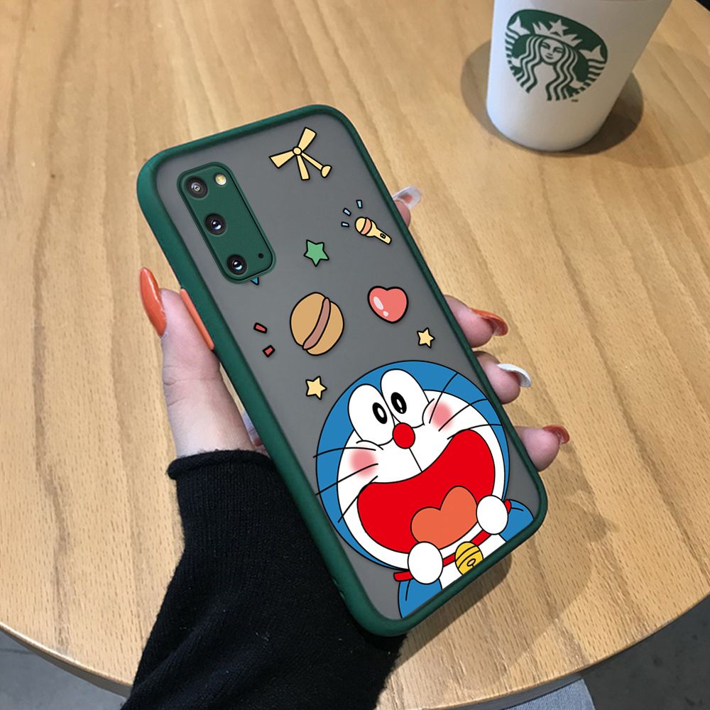 UCUC for Samsung Galaxy S20 Back Cover Laugh Doraemon Frosted Transparent Hard Phone Case Thin Shockproof Full Cover Camera Protect Case