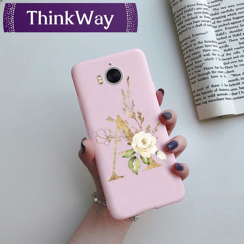 For Huawei Y5 /Y6 /Y5 III Case Black Matte Cute Letters Soft Silicone Phone Cover Shockproof Casing