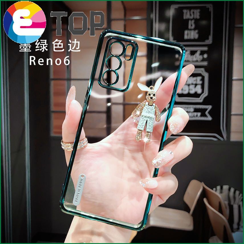 Suitable for opporeno6 mobile phone shell transparent silicone soft shell Huawei reno6pro cartoon cute rabbit female models