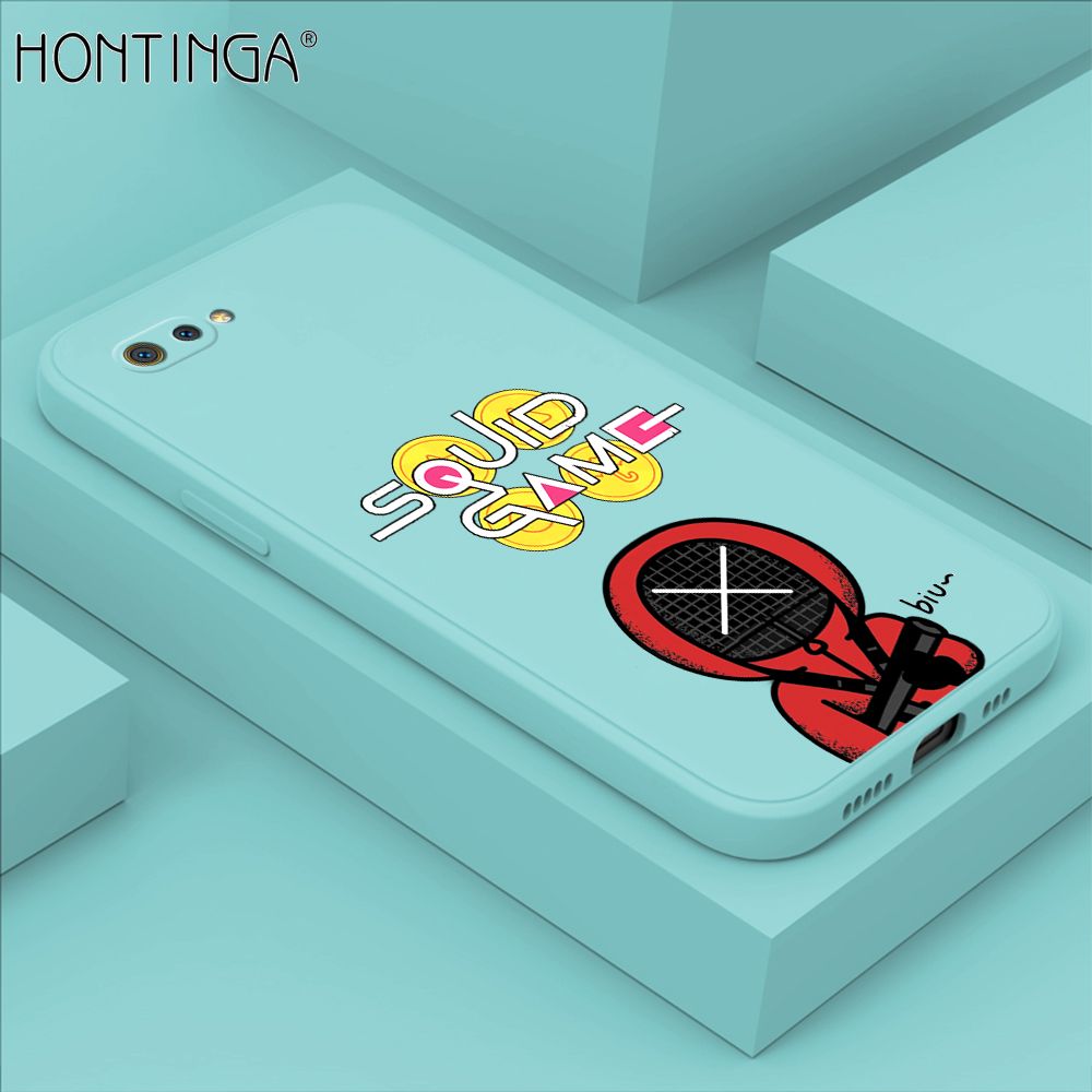 Hontinga for Realme C2 Case Fashion Cartoon Electric Baton Judge Role Phone Cover Square Liquid Silicone Trend Phone Case