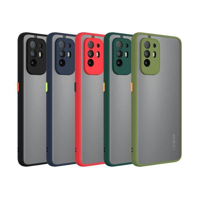 Oppo F19 Pro / A94 / Reno5 F / Reno5 Lite / Reno 5 F / Reno 5 Lite - Luxury Shockproof Matte Frosted and Smoky Transparent Premium Back Cover