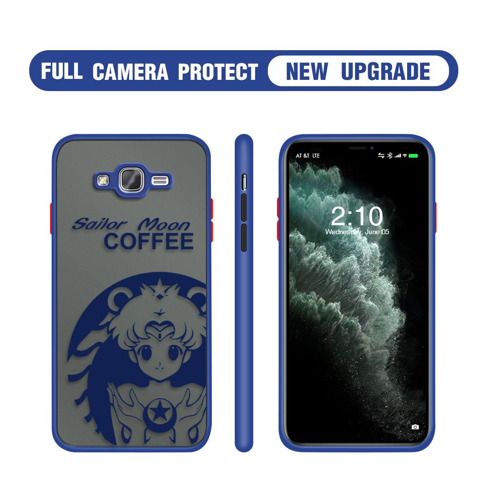 Hontinga for Samsung Galaxy J7 2015 / J7 Core Case Sailor Moon Cases Edge Frosted Transparent Phone Cover