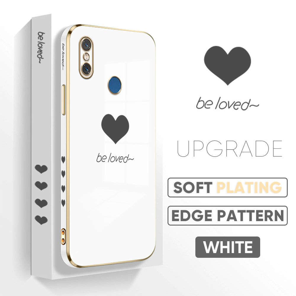 TA for Xiaomi 8 Back Cover + Free Lanyard Simple Love Luxury 6D Plating Case Side Pattern Soft Silicone Square Phone Cases