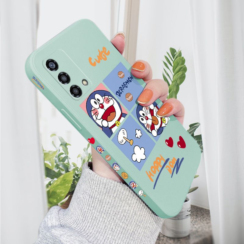 AMORVOR for OPPO F19 A95 A74 4G Back Cover Cute Happy Cartoon Side design Soft Case Multicolor Liquid Silicone Phone Cases