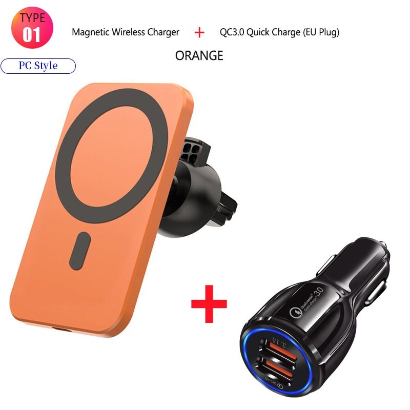 Magnetic Wireless Car Charger Stand Holder for iPhone 12 Pro 11 Max Mini Mount Adsorbable Magnet Safe 12 Qi Wireless Charger