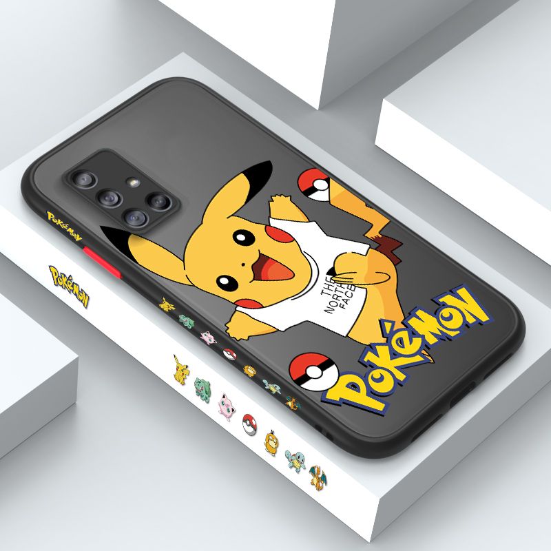 ZeroQiQi for Samsung A71 Case White Clothes Pikachu Side Printing Cover Frosted Ultra Thin Protective Anti Fall Phone Case